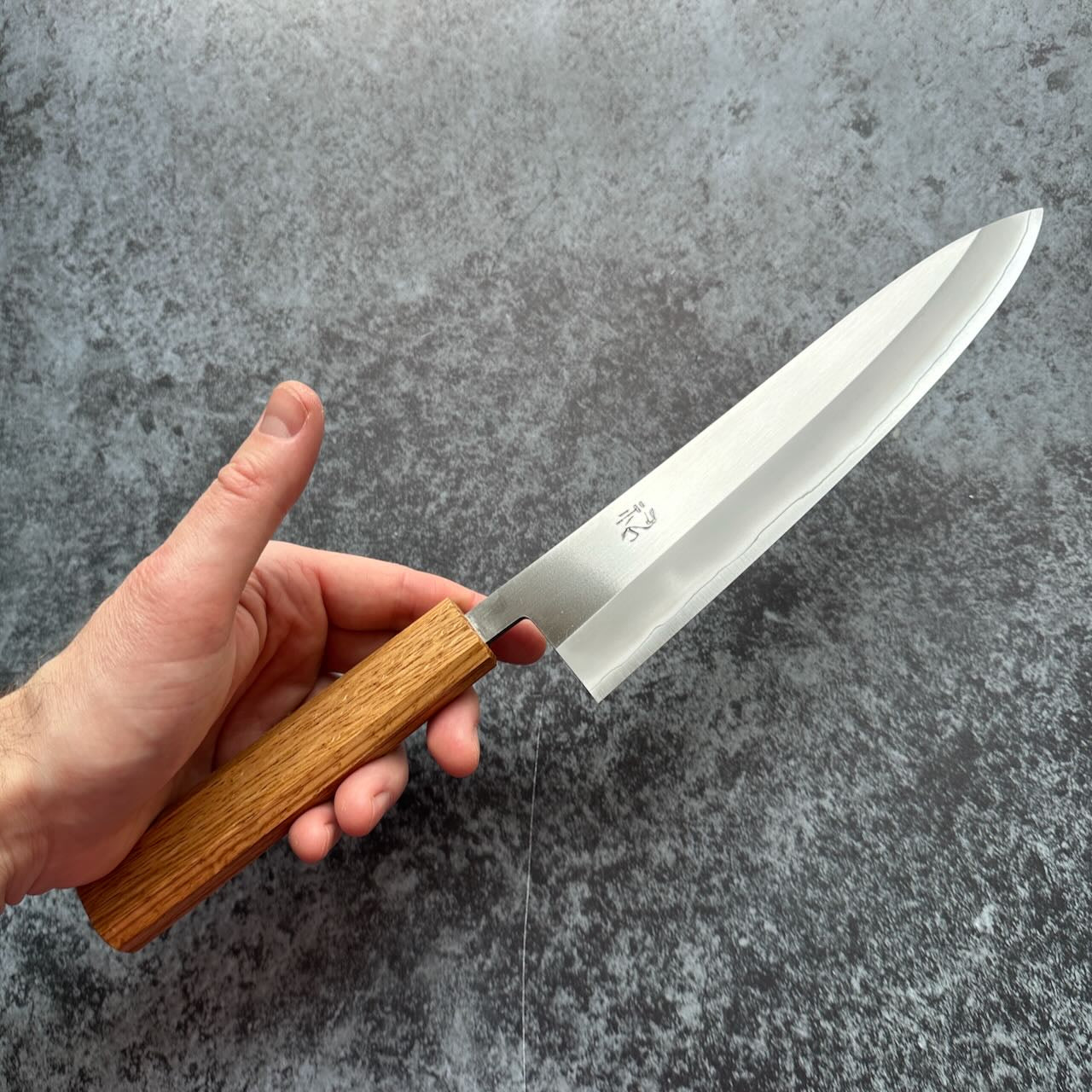 TF SLD Stainless Migaki Gyuto 210mm Octagonal White Oak Handle - Kamimoto