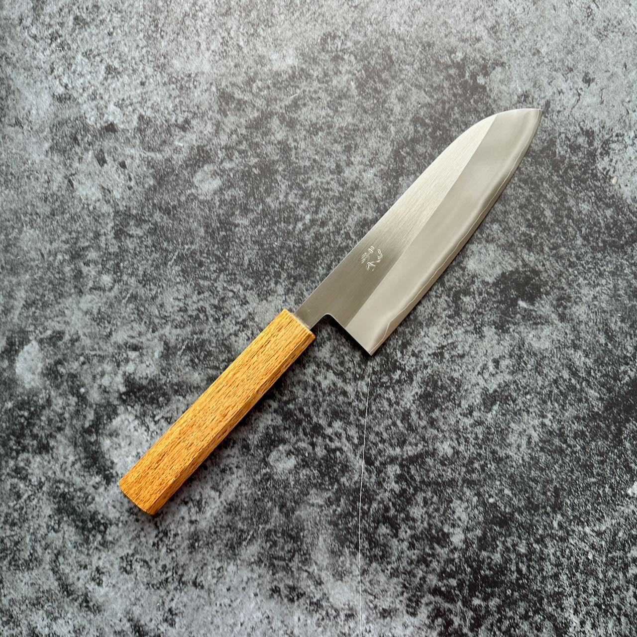 TF SLD Stainless Migaki Santoku 165mm Octagonal White Oak Handle - Kamimoto