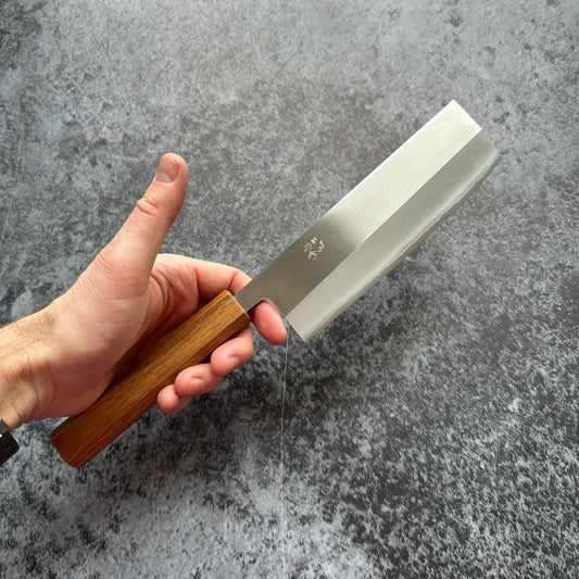 TF SLD Stainless Migaki Nakiri 165mm Octagonal White Oak Handle - Kamimoto