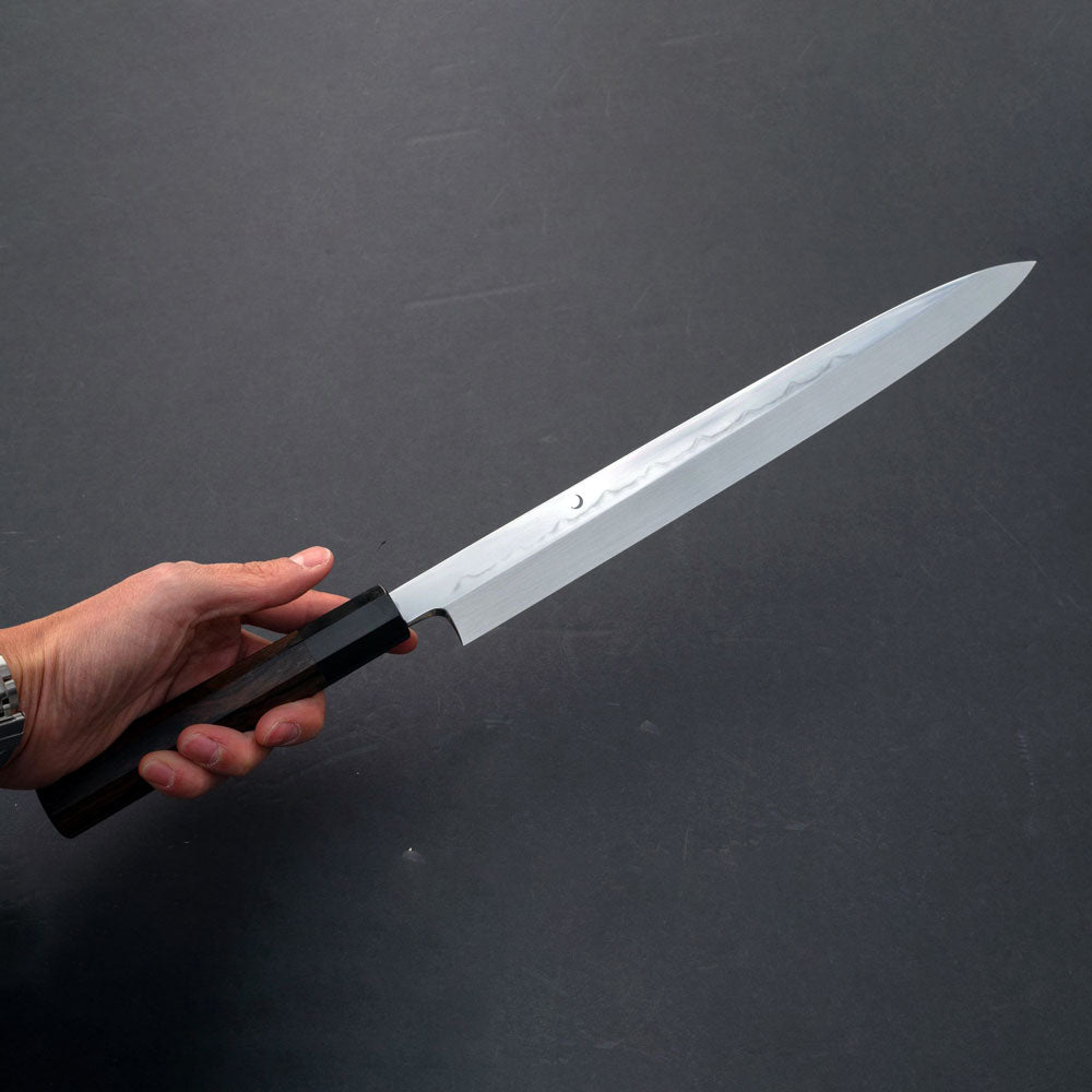 Genkai Manzo Honyaki Sanbonsugi Yanagiba 300mm Ziricote Handle (Saya) - Kamimoto