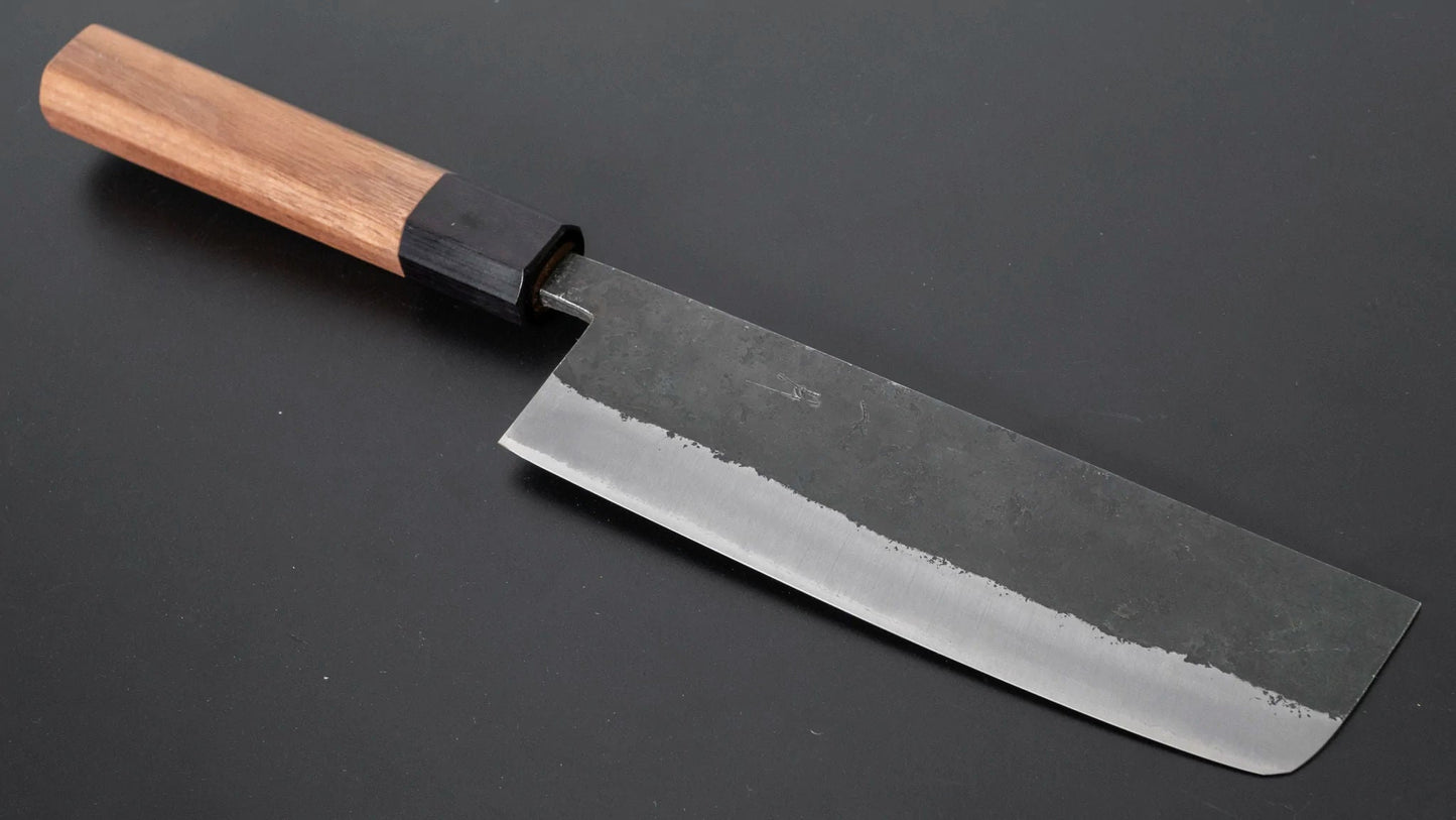 Harima Forged Blue Super Stainless Clad Nakiri Walnut Handle - Kamimoto