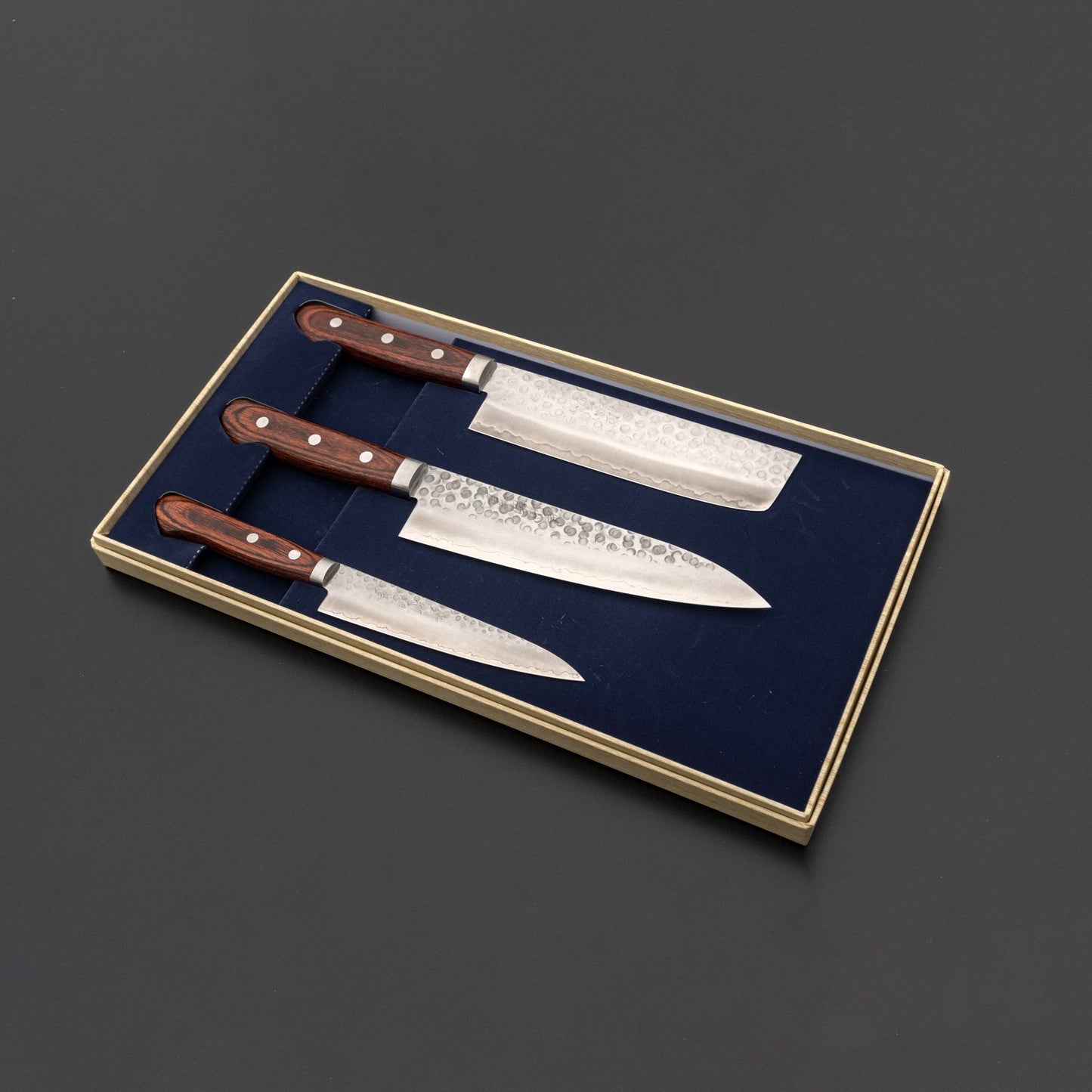 Imojiya HG Tsuchime Knife Set (Petty 135mm, Nakiri & Gyuto 180mm) - Kamimoto