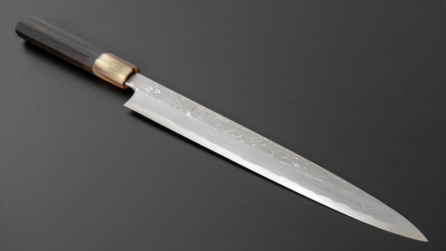 Kikuchiyo Mosuke Enmon Blue #1 Yanagiba 270mm Ebony Handle (Saya) - Kamimoto