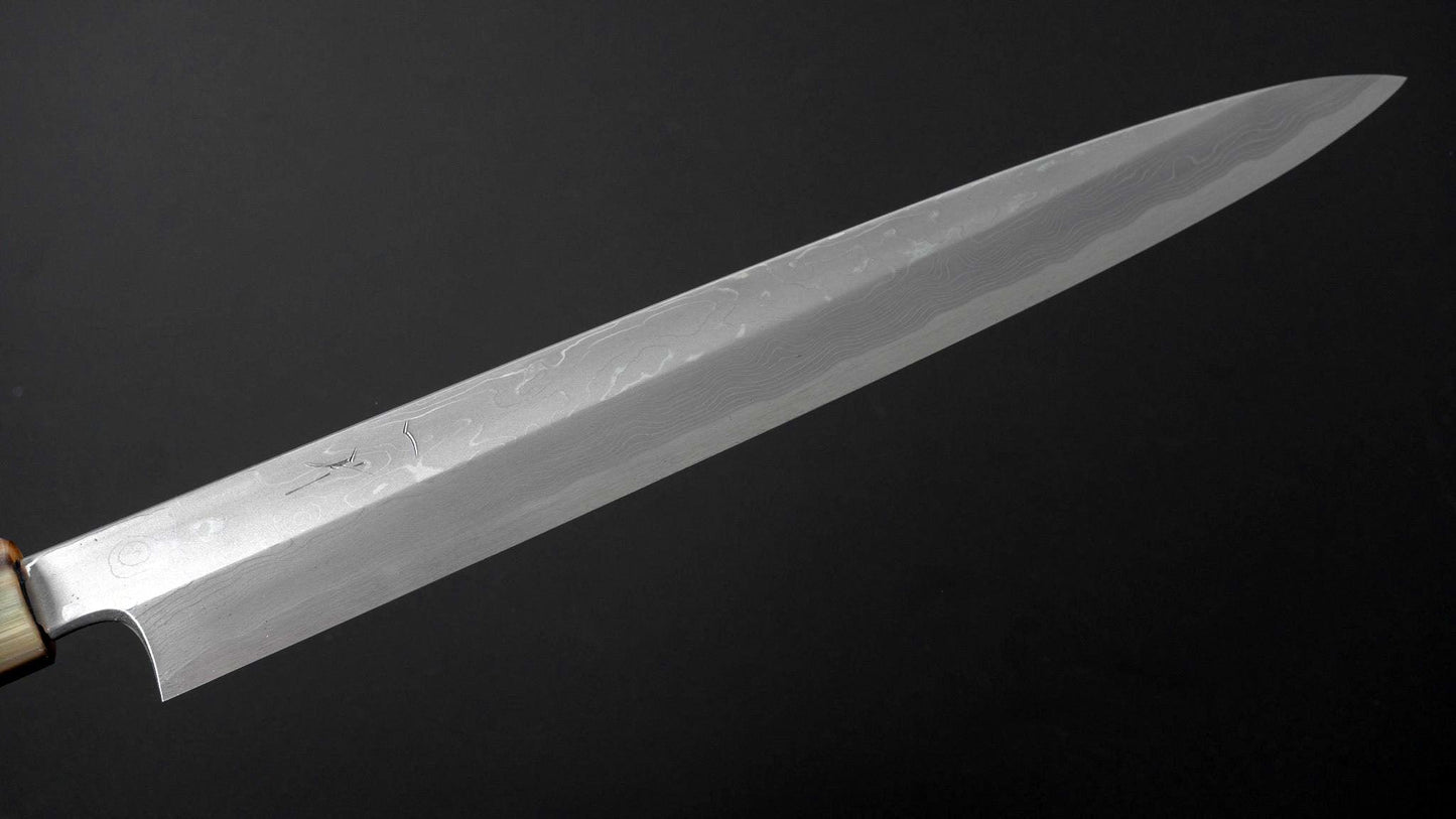 Kikuchiyo Mosuke Enmon Blue #1 Yanagiba 270mm Ebony Handle (Saya) - Kamimoto
