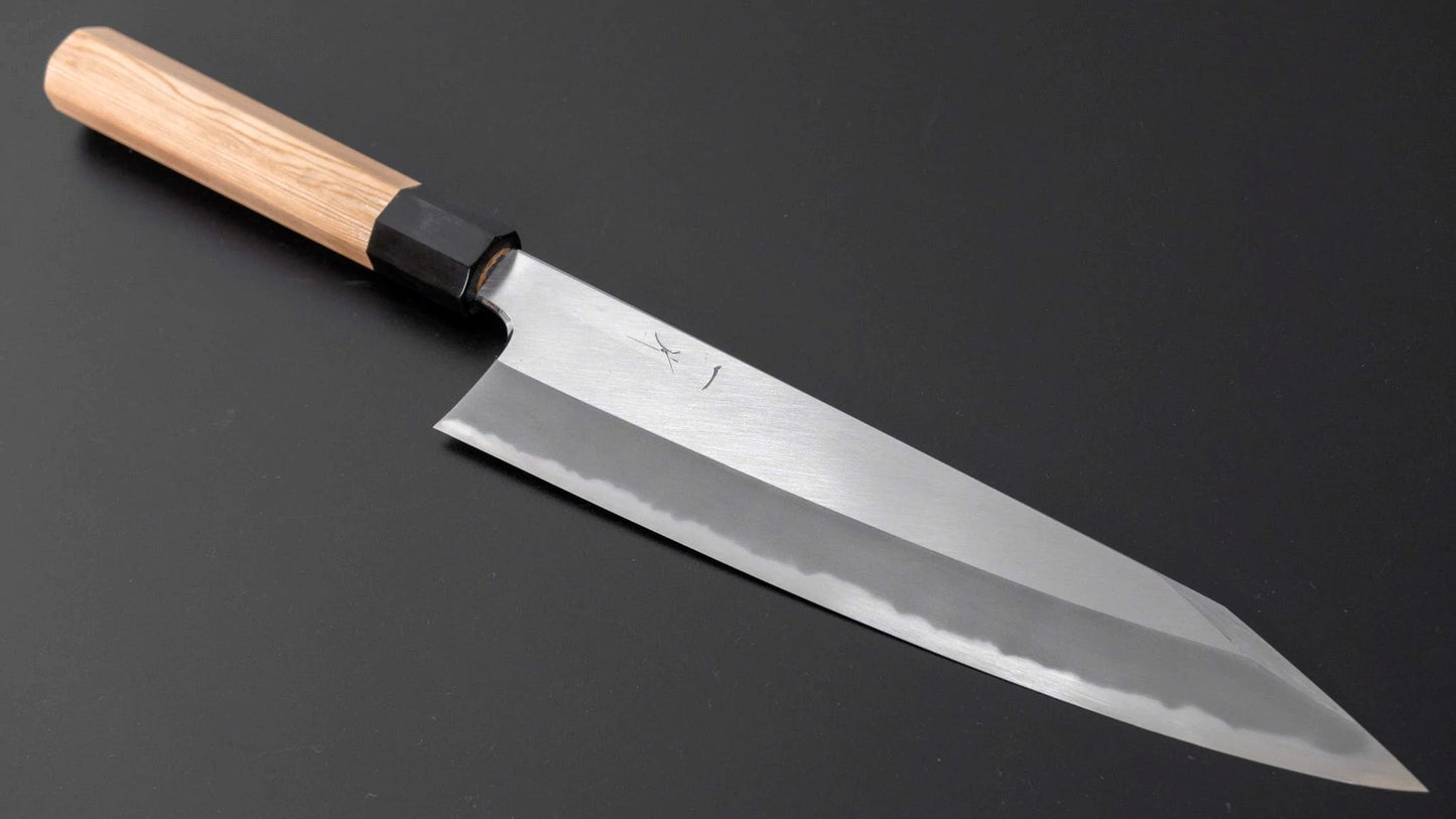 Tanaka Kyuzo Blue #1 Migaki Kiritsuke Gyuto 240mm Yakusugi Cedar Handle (Type S) - Kamimoto