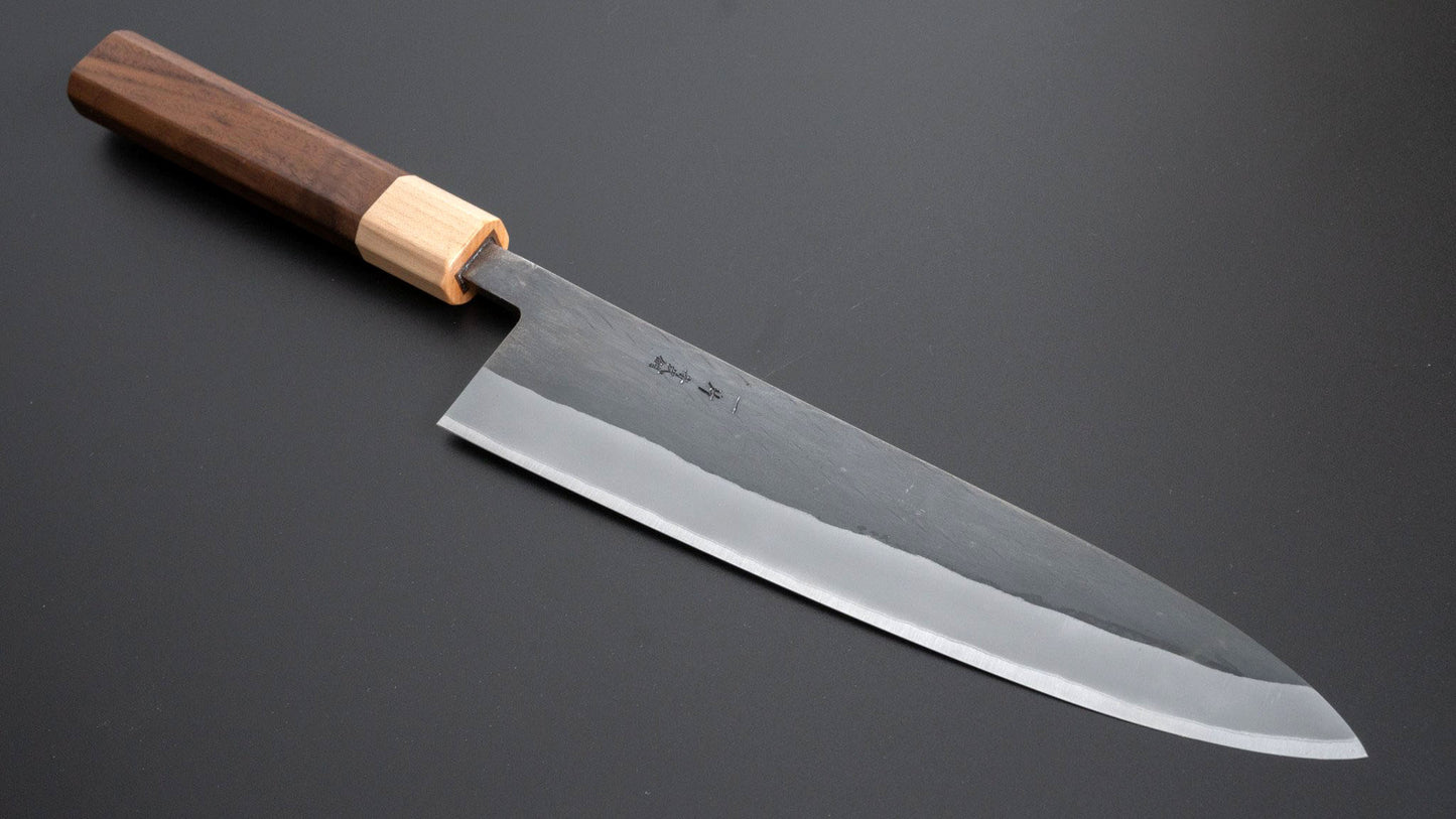 TD Blue #2 Stainless Clad Kurouchi Gyuto 210mm Walnut Handle - Kamimoto