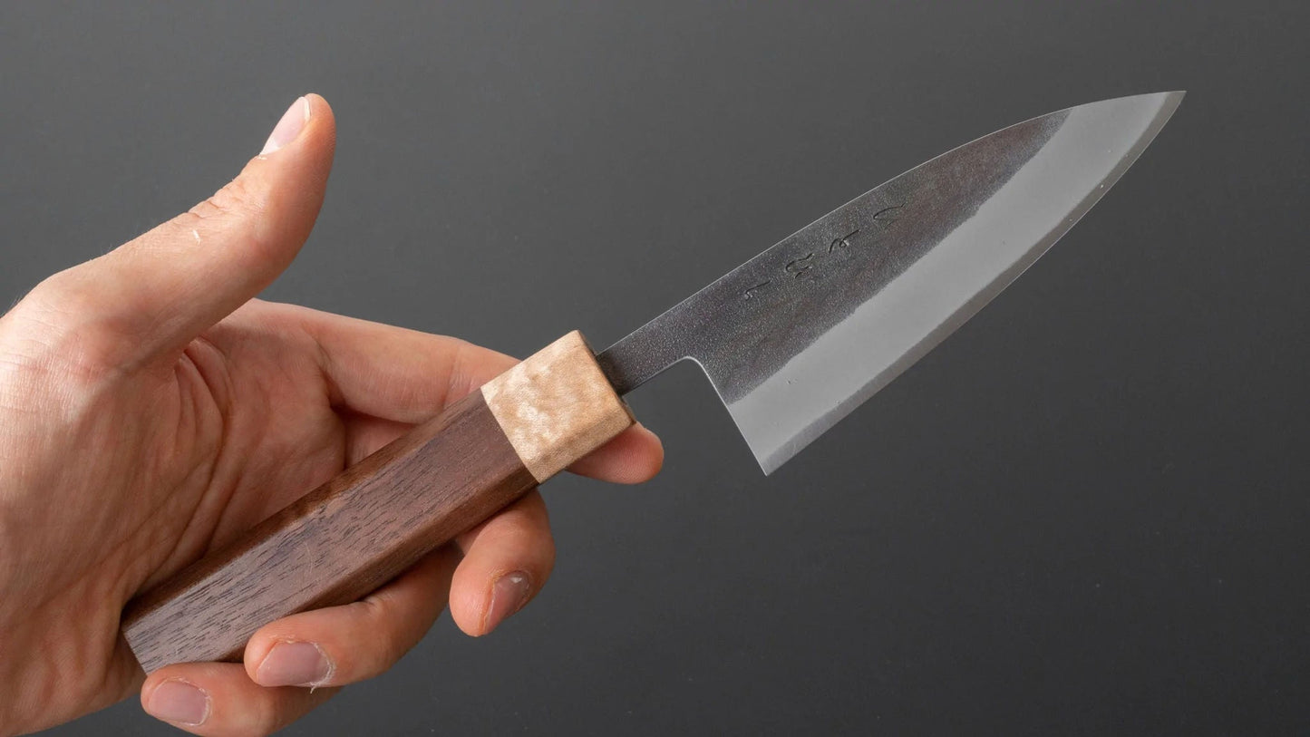 TD Blue #2 Stainless Clad Kurouchi Utility 105mm Walnut Handle - Kamimoto