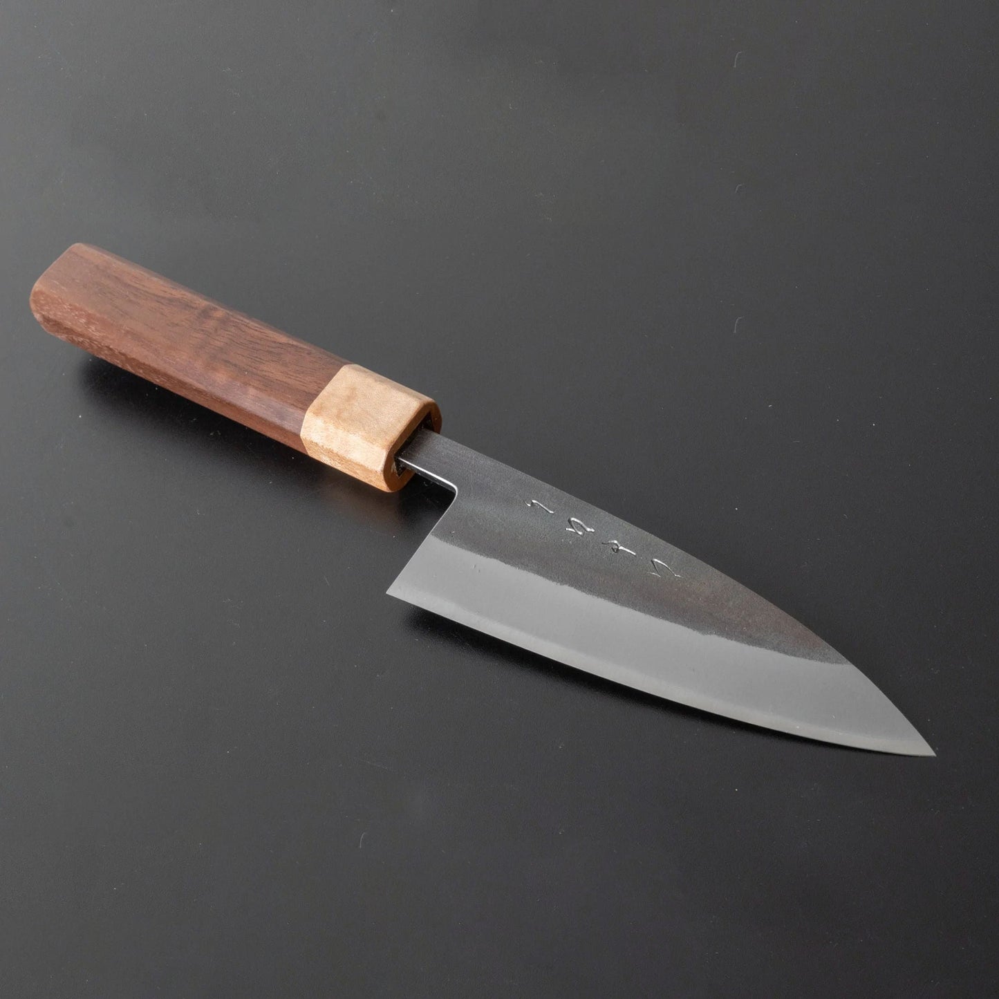TD Blue #2 Stainless Clad Kurouchi Utility 105mm Walnut Handle - Kamimoto