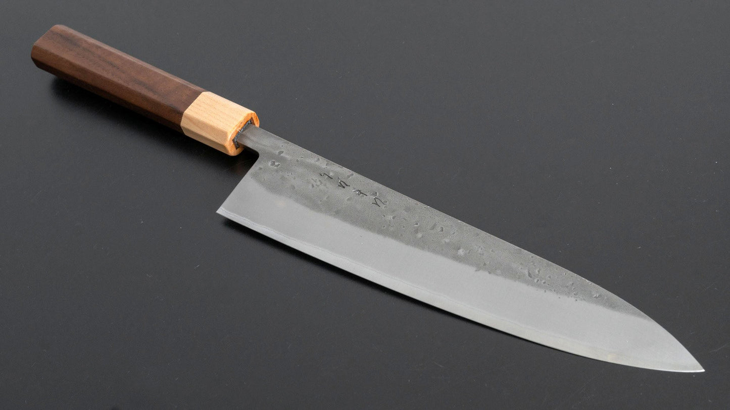 TD Blue #2 Stainless Clad Nashiji Gyuto 210mm Walnut Handle - Kamimoto