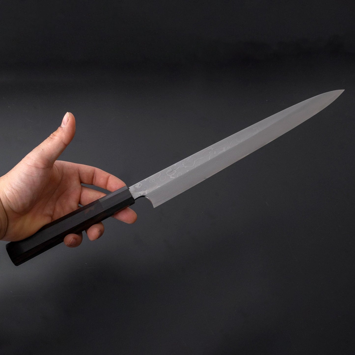 Togashi White #1 Damascus Yanagiba 300mm Ebony Handle (Saya) - Kamimoto