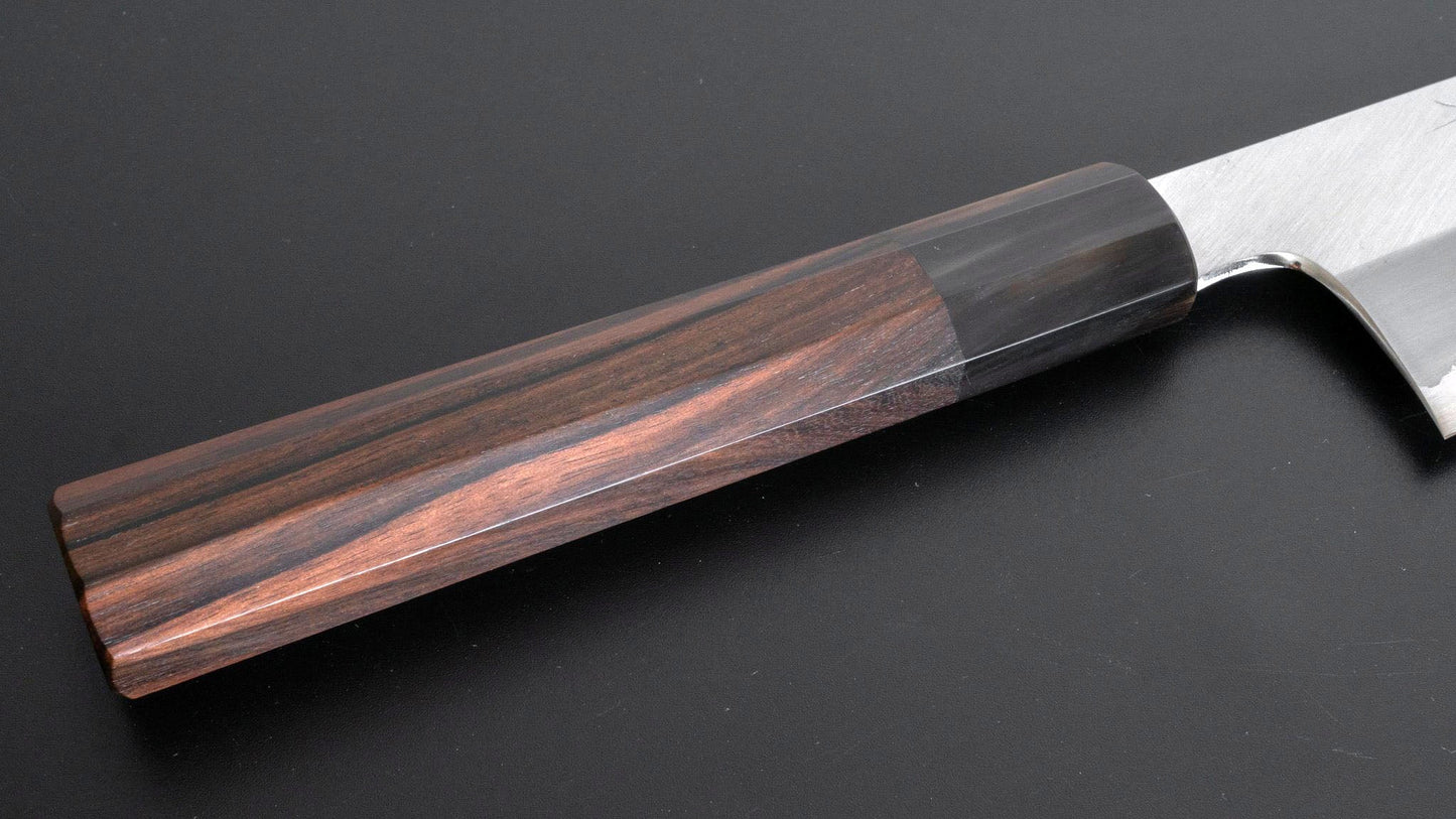 Togashi White #1 Stainless Clad Kiritsuke Gyuto 240mm Taihei Makassar Ebony Handle - Kamimoto