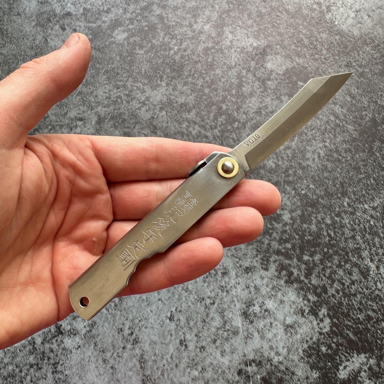 VG10 Warikomi Folding Knife Large Stainless Handle - Kamimoto