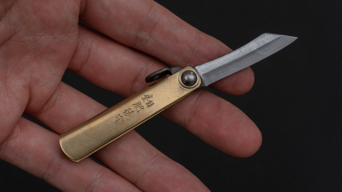 Higonokami Folding Knife Mini Brass Handle - Kamimoto EU