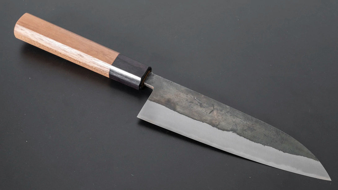 Harima Forged Blue Super Stainless Clad Santoku Walnut Handle - Kamimoto EU