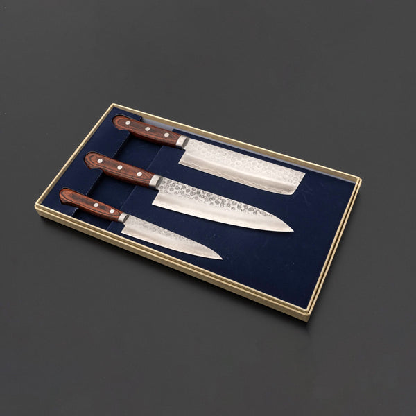 Imojiya HG Tsuchime Knife Set (Petty 135mm, Nakiri & Gyuto 180mm) - Kamimoto EU