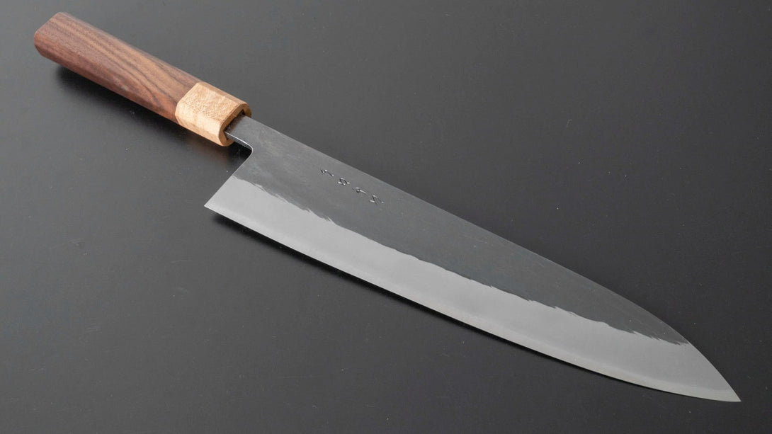 TD Blue #2 Stainless Clad Kurouchi Gyuto 240mm Walnut Handle - Kamimoto EU