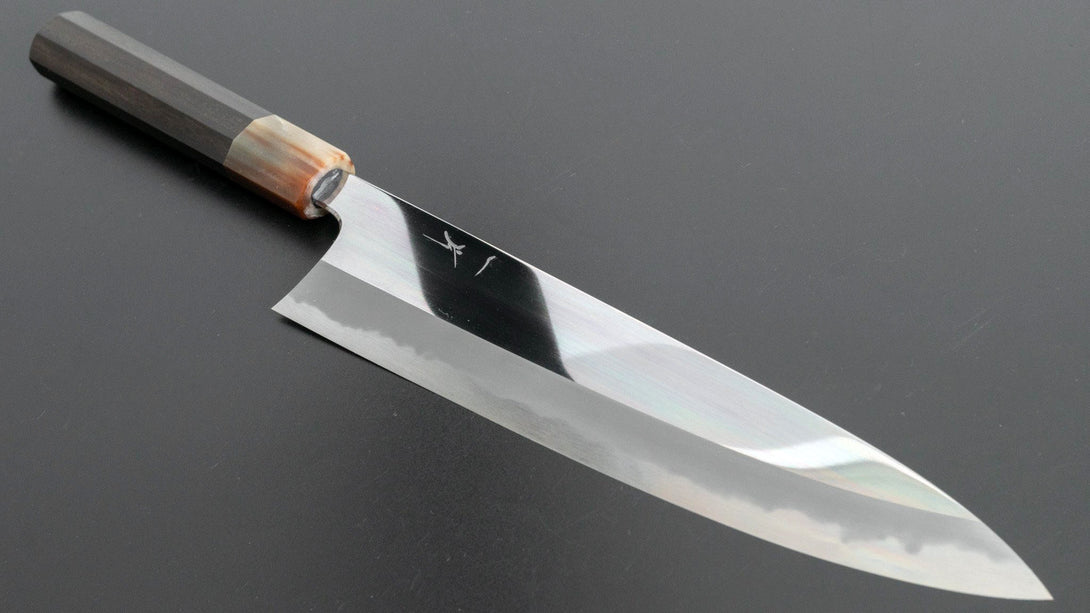 Tanaka Kyuzo Blue #1 Mirror Gyuto 240mm Taihei Ebony Handle - Kamimoto EU