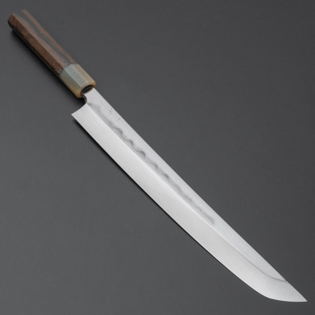 Togashi White #1 Mizu Honyaki Yanagi Sakimaru 330mm Ziricote Handle (Saya) - Kamimoto EU