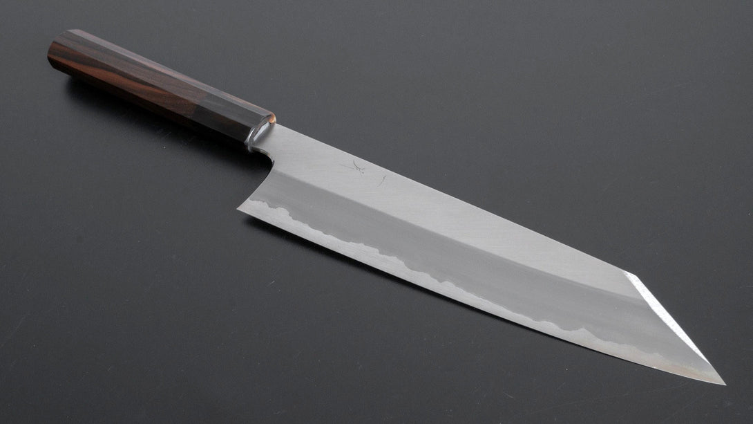 Togashi White #1 Stainless Clad Kiritsuke Gyuto 240mm Taihei Makassar Ebony Handle - Kamimoto EU