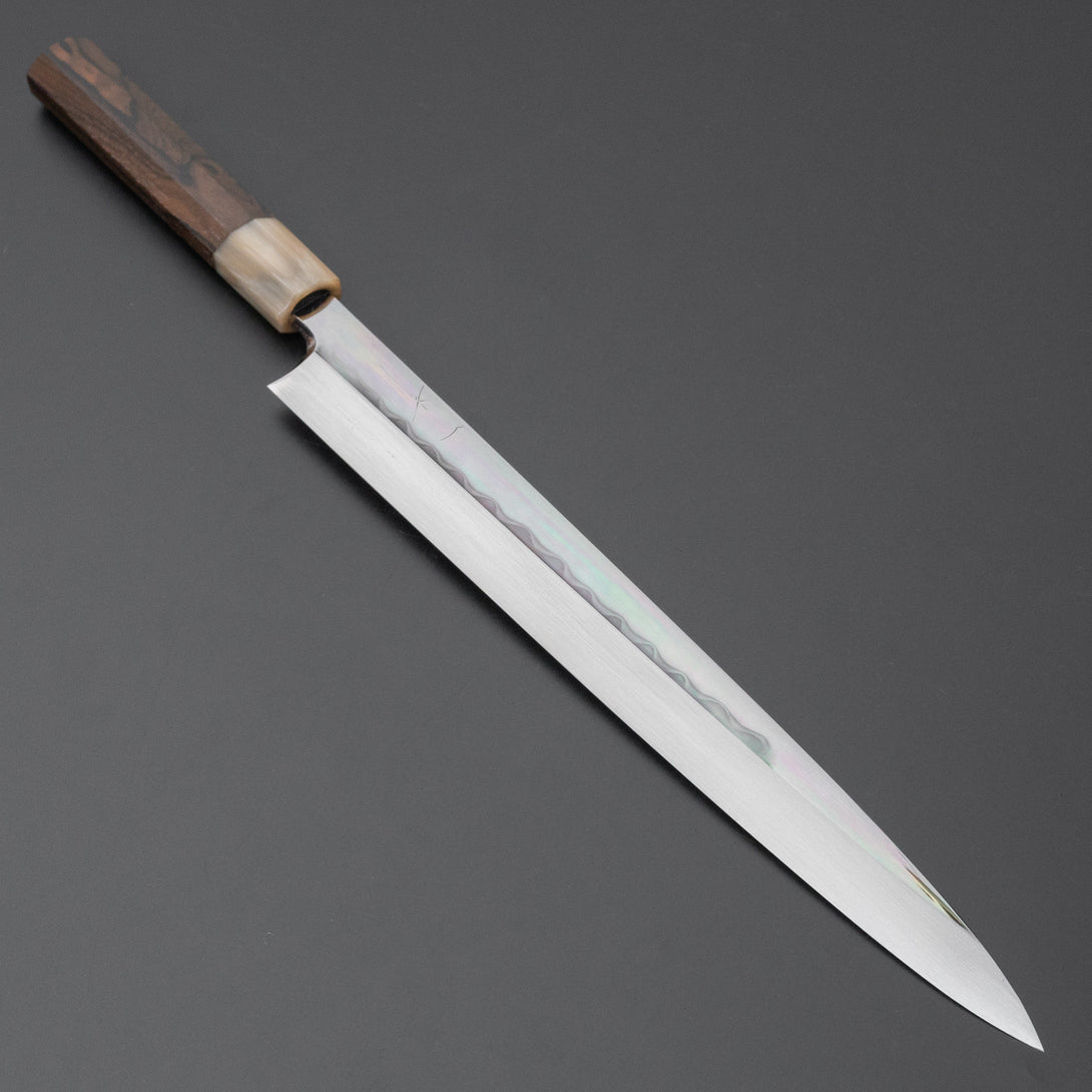 Togashi White #2 Mizu Honyaki Yanagiba 330mm Ziricote Handle (Saya) - Kamimoto EU