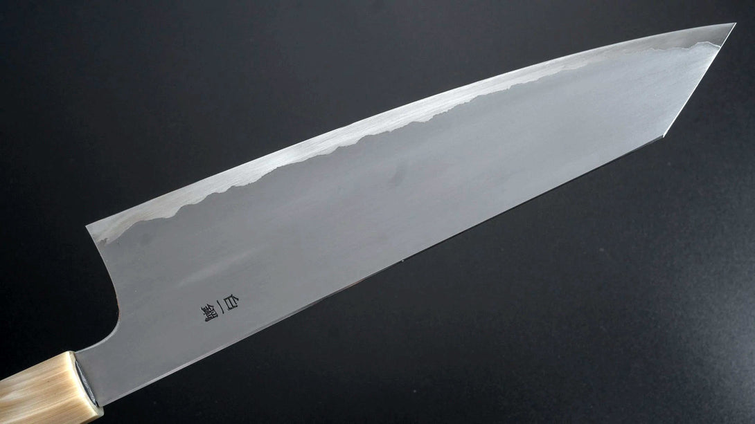 Togashi White #1 Stainless Clad Kasumi Kiritsuke Gyuto 240mm Ebony Handle - Kamimoto EU