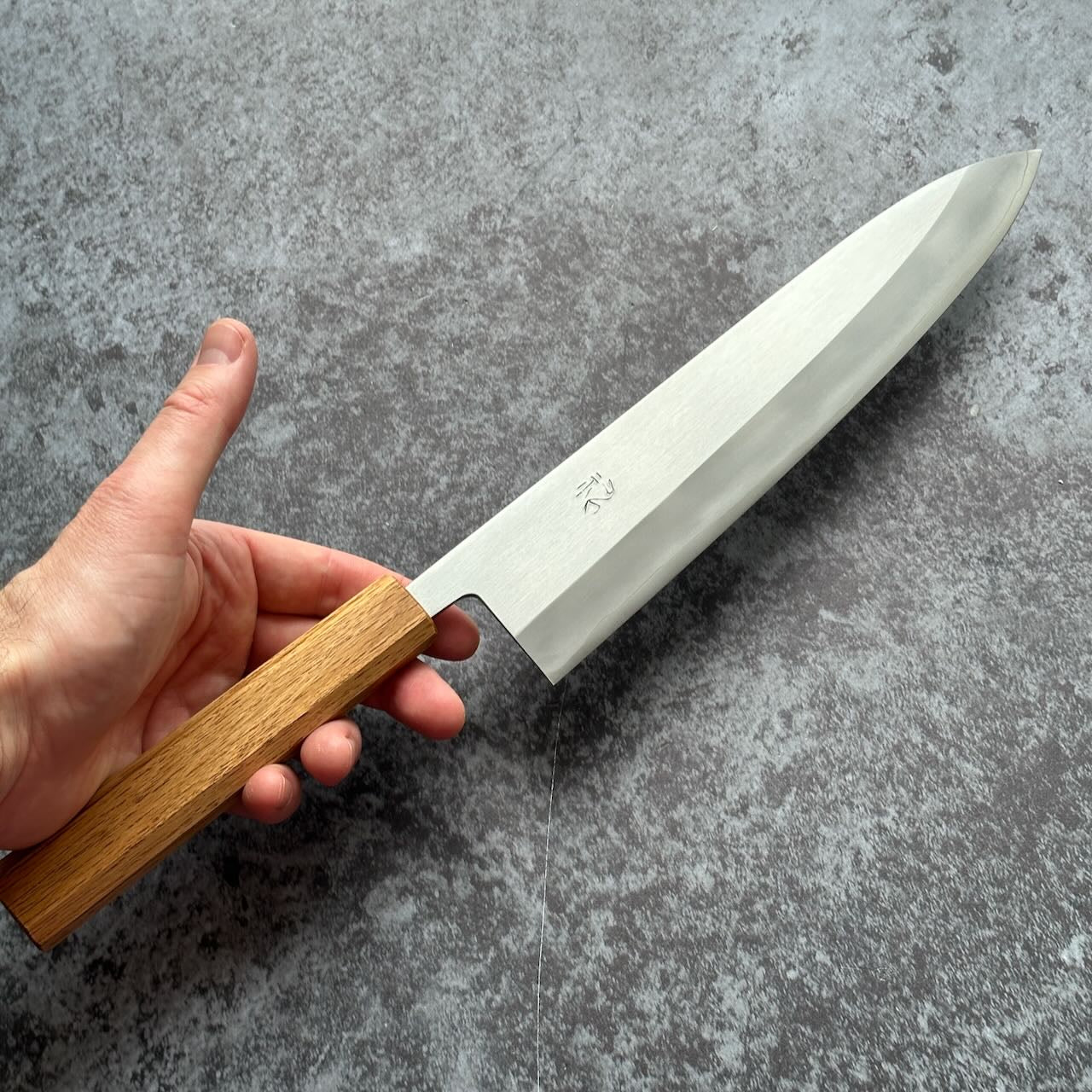 TF SLD Stainless Migaki Gyuto 240mm Octagonal White Oak Handle - Kamimoto