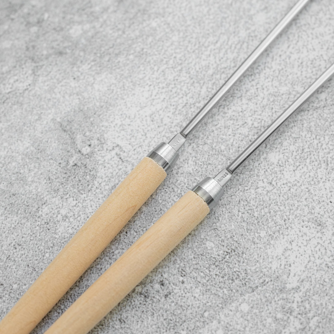 Serving Chopsticks Stainless Steel Magnolia Wood Handle - Kamimoto EU