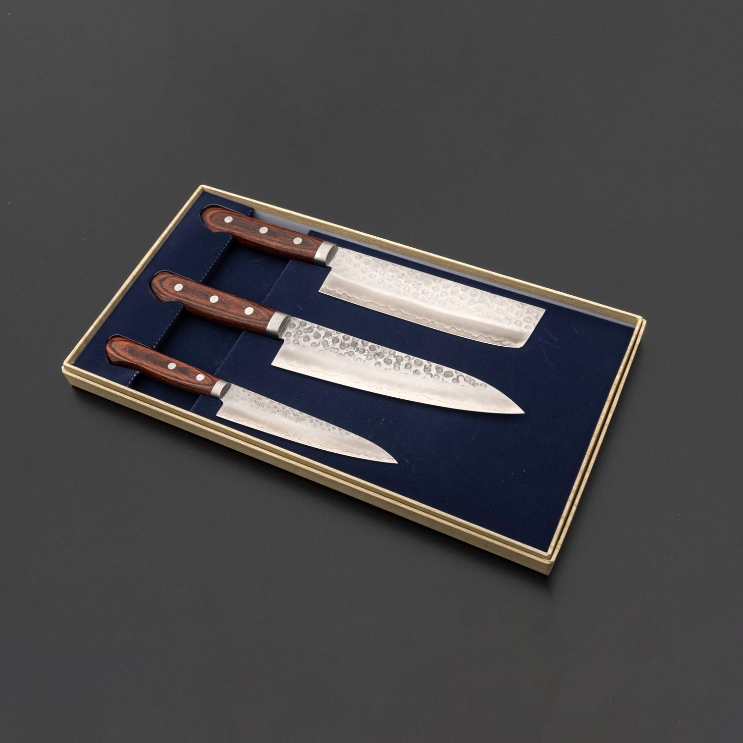 Imojiya HG Tsuchime Knife Set (Petty 135mm, Nakiri & Gyuto 180mm) - Kamimoto