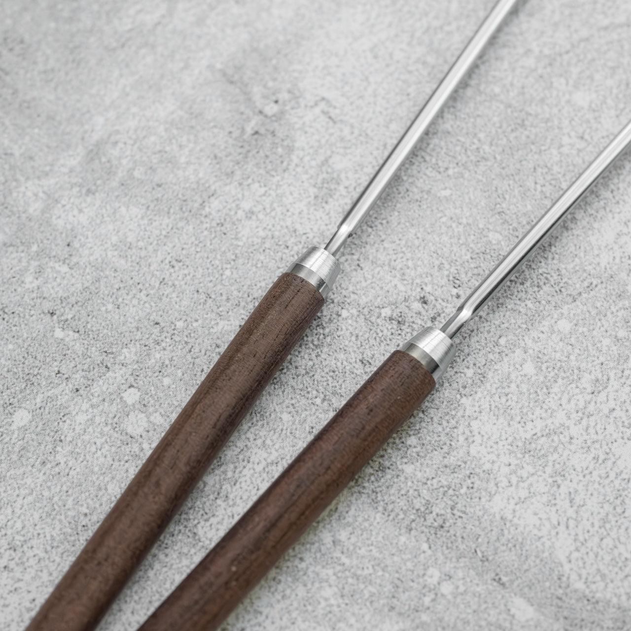 Serving Chopsticks Stainless Steel Rosewood Handle with extra grip - Kamimoto