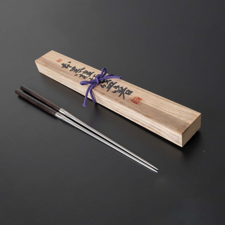 Hitohira Fine Ebony Moribashi Chopstick 180mm Rounded (Kiri Box)-1