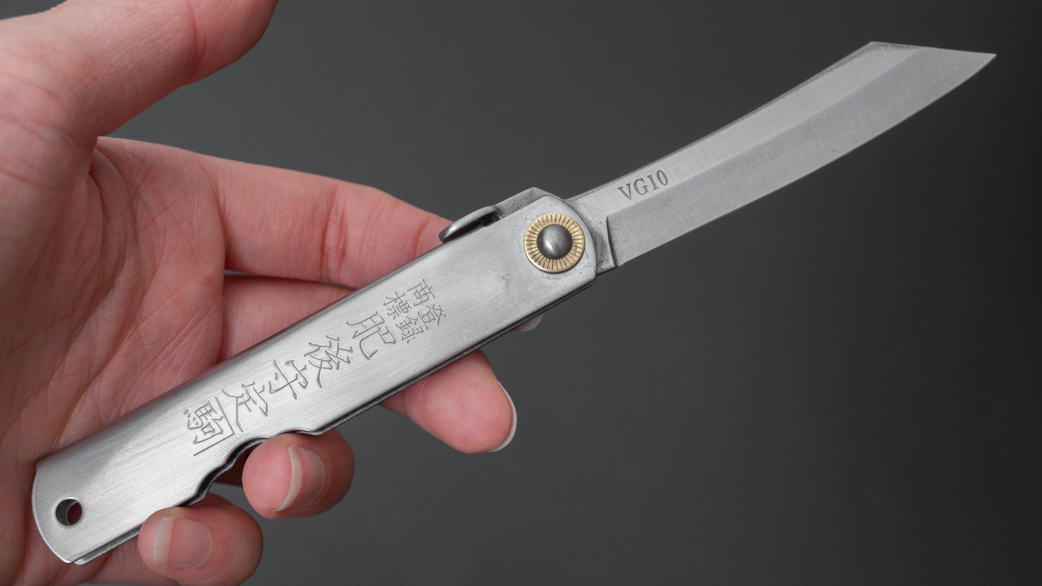 Higonokami VG10 Folding Knife Large Stainless Handle-4